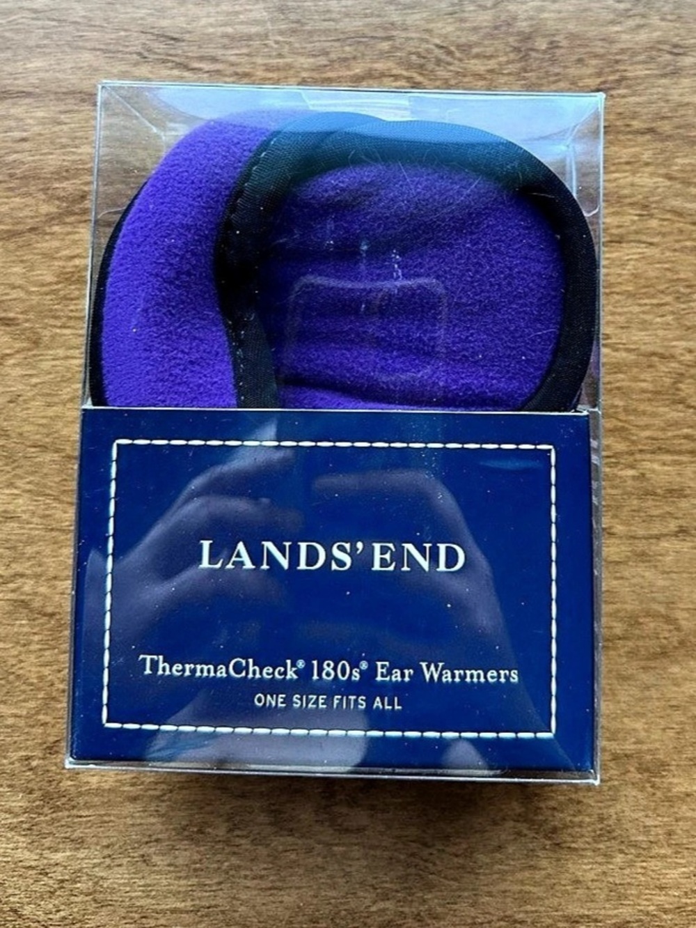 Lands' End ThermaCheck 180s Ear Warmers Purple & Black NWT